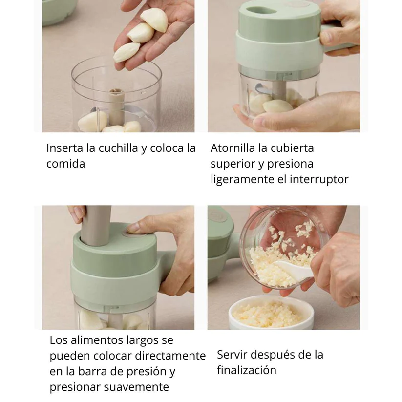 Cortador de verduras eléctrico con carga USB